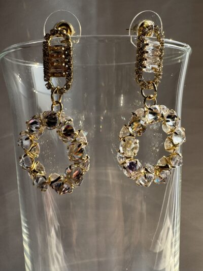 IMG_2502 Gold toned sparkling crystal studded loop earrings