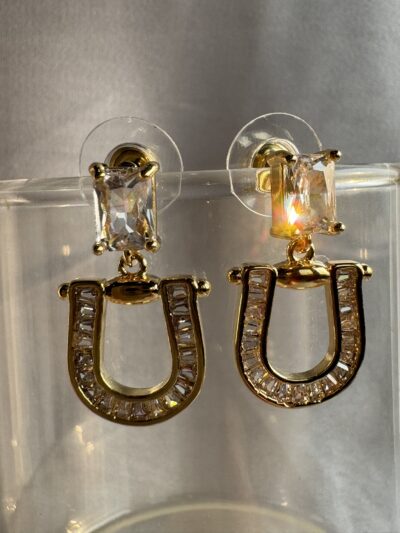 IMG_2548 Gold toned crystal studded drop earrings