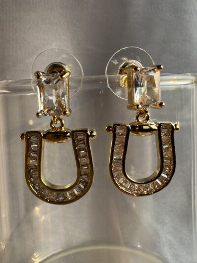 IMG_2550 Gold toned crystal studded drop earrings