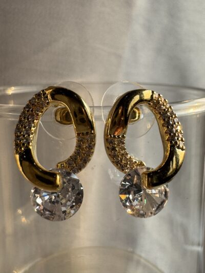 IMG_2557 Gold toned crystals studded loop earring