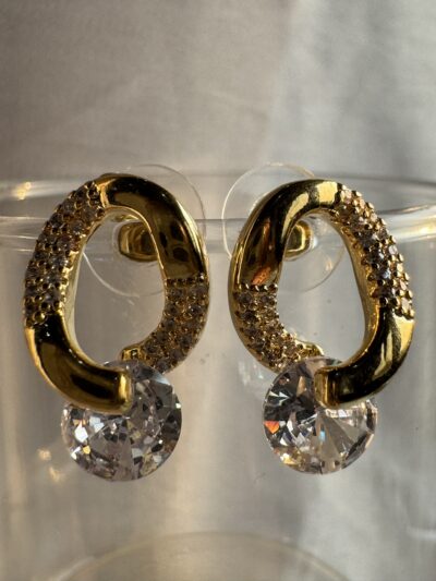 IMG_2559 Gold toned crystals studded loop earring