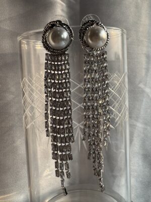Breathtakingly radiant chandelier silver toned earrings