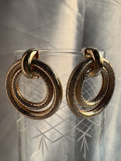 Gold toned double loop earrings
