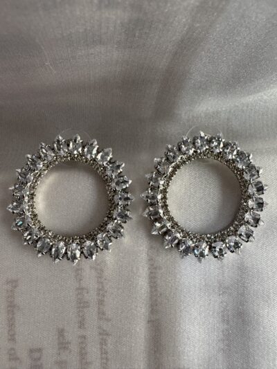 IMG_2669 Circular crystal studded silver toned earrings