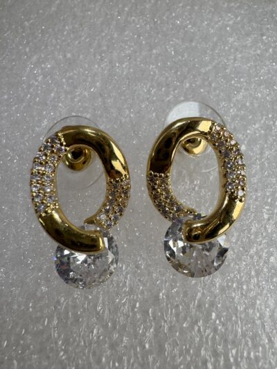 IMG_2732 Gold toned crystals studded loop earring