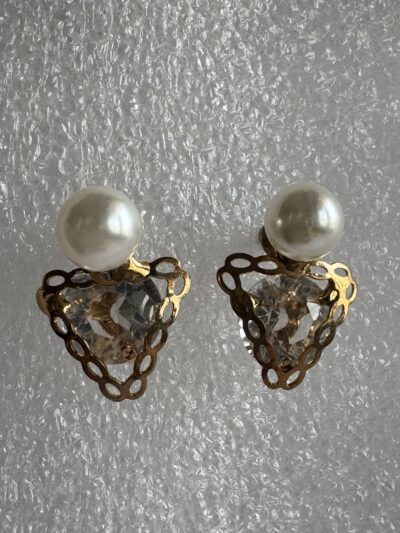 IMG_2842 Diamond crystal antique gold toned ear studs