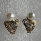 Diamond crystal antique gold toned ear studs