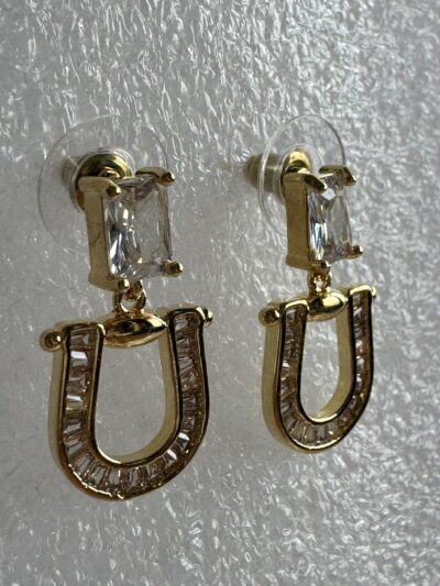 IMG_2861 Gold toned crystal studded drop earrings