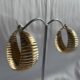 Gold-tone ribbed hoop earrings