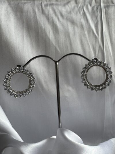 IMG_2956 Circular crystal studded silver toned earrings