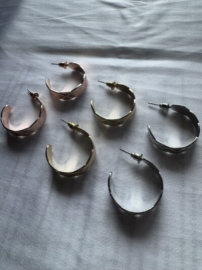 Multi toned hoop earrings, 3 sets