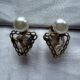 Diamond crystal antique gold toned ear studs