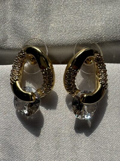 IMG_3026 Gold toned crystals studded loop earring
