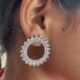 Circular crystal studded silver toned earrings