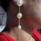 Golden chain pearl earrings