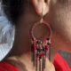 Handcrafted antique reddish dangler hoops