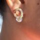 Gold toned crystals studded loop earring
