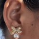 Exquisite golden bow shaped earrings