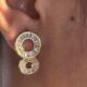 Gold toned beautiful stone studded rich baguette cut earrings