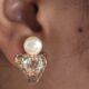 Diamond crystal antique gold toned ear studs