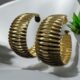 Gold-tone ribbed hoop earrings