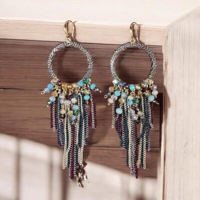 71kO3gDD7uL._SY625_ Handcrafted golden bronze dangler hoops