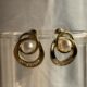 Elegant pearl centre studded and crystals on curve gold toned vintage earrings