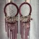 Handcrafted pink dangler hoop earrings