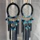 Handcrafted ocean blue golden dangler hoops