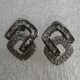 Crystal embellished geometric modern design silver tone stud earrings