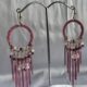 Handcrafted pink dangler hoop earrings