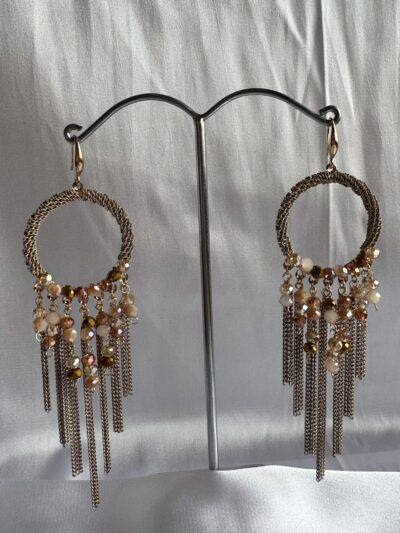 IMG_2993 Handcrafted golden biege dangler hoop earrings