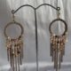 Handcrafted golden biege dangler hoop earrings
