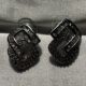 Crystal embellished geometric modern design silver tone stud earrings