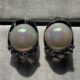 Vintage style pearl with crystal accents silver toned earrings