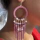 Handcrafted pink dangler hoop earrings