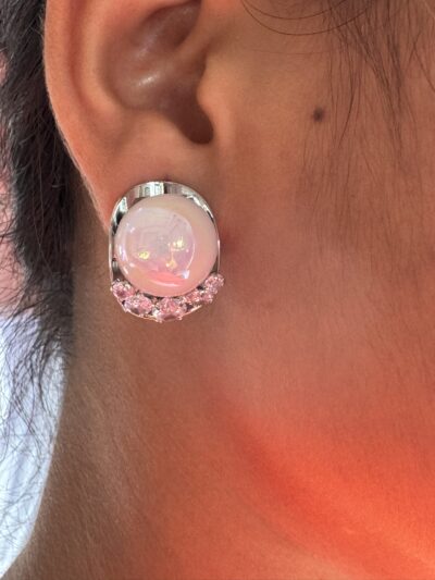 IMG_3181 Vintage style pearl with crystal accents silver toned earrings