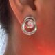 Vintage style silver toned pearl centre studded with a bottom curve crystals studded