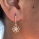 Crystal Studded Gold Plated Flower Hoop Earrings Set, 3 Pairs, Dangle Drop Design with Ball and Oval Charms