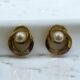 Elegant pearl centre studded and crystals on curve gold toned vintage earrings