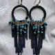 Handcrafted ocean blue golden dangler hoops